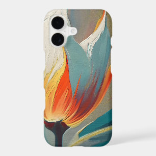Abstract Floral Glow in Teal and Orange iPhone 17 Case