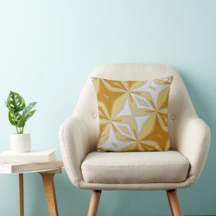 Abstract Floral Gold and Greyish Silver Abstract Throw Pillow