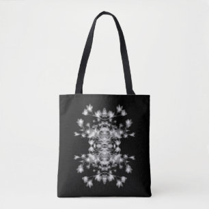 Abstract Floral Graphic Pattern Black and White Tote Bag