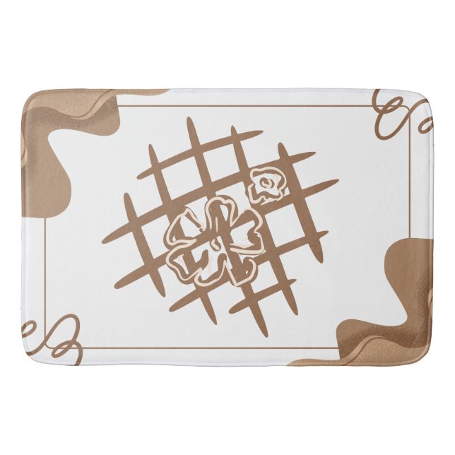 Abstract Floral Grid Bath Mat (Front)