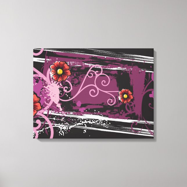 Abstract Floral Grunge Canvas Print (Front)