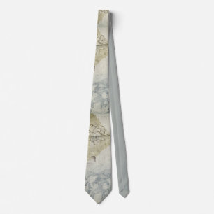 Abstract Floral Grunge Muted Colors Neck Tie