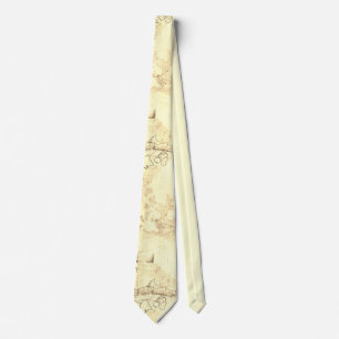 Abstract Floral Grunge Muted Ochre Colors Neck Tie