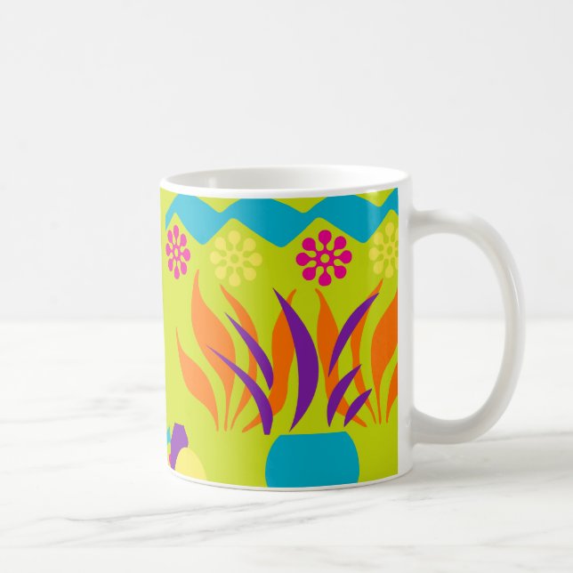 Abstract floral happy 11oz coffee mug (Right)