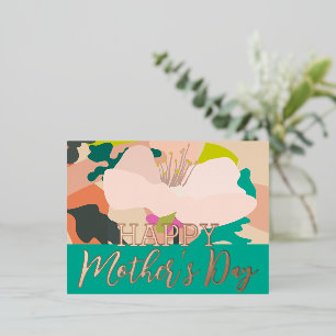 Abstract Floral Happy Mother’s Day Real Gold Foil Holiday Postcard