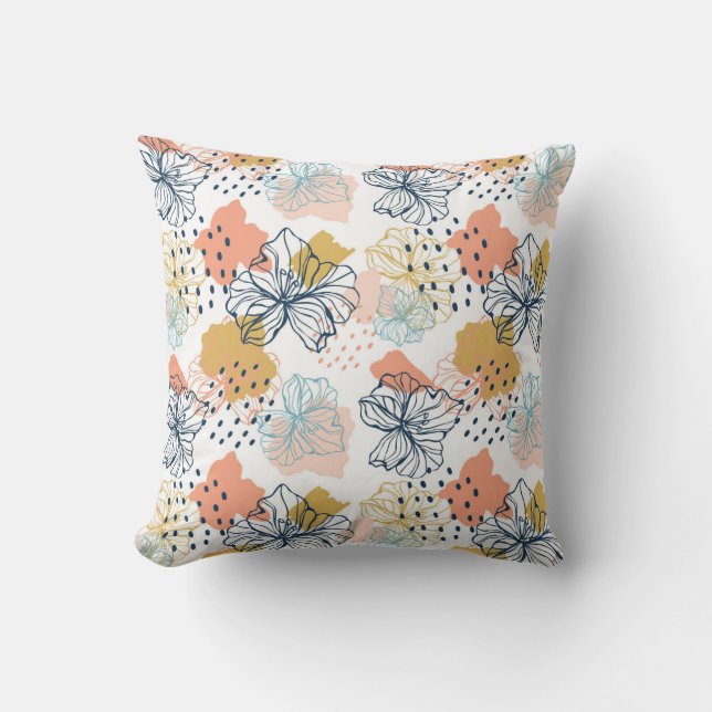 Abstract Floral Harmony Throw Pillow (Front)