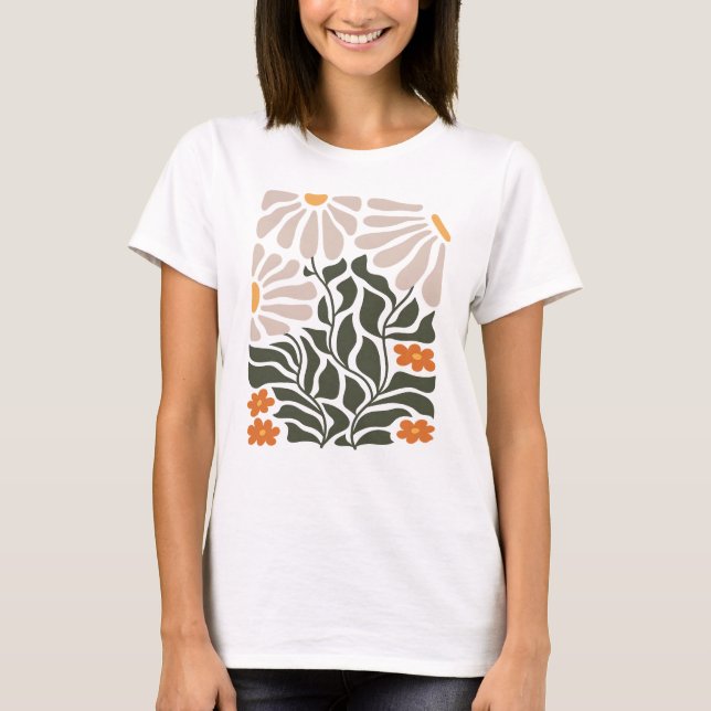 Abstract Floral Harmony with Natural Accents T-Shirt (Front)