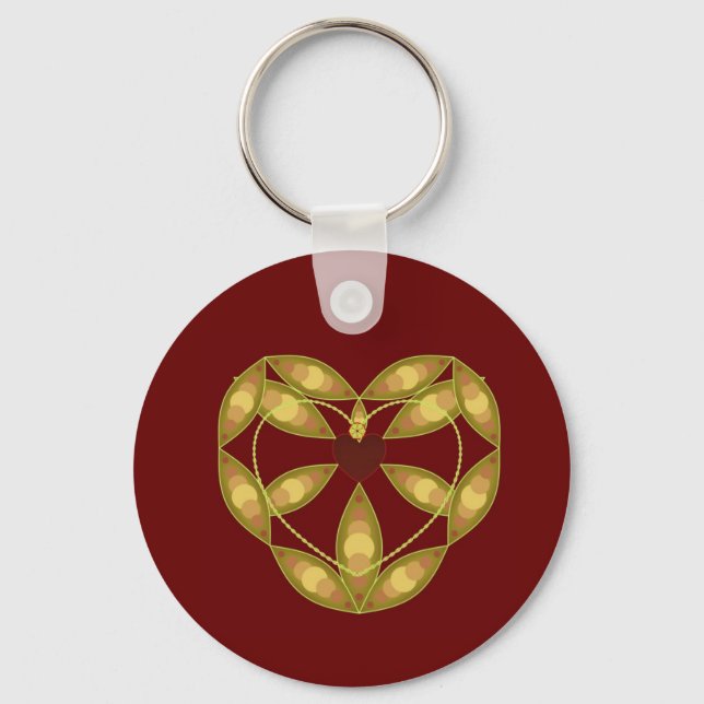 Abstract Floral Heart Keychain (Front)