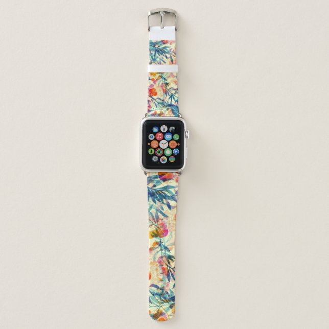 Abstract floral: herbs, flowers pattern. apple watch band (Front)