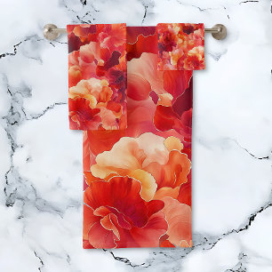Abstract Floral Ignition Bath Towel Set