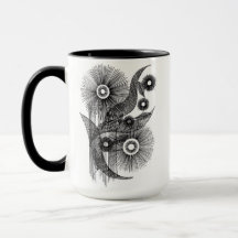 Abstract Floral Ink Dandelion Botanical Line Art T