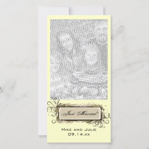 Abstract Floral Just Married Photo Card