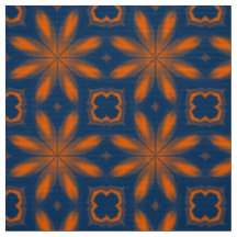 Abstract floral kaleidoscope dark blue orange