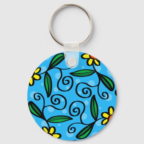 Abstract Floral Keychain