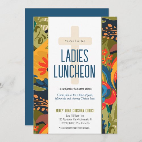 Abstract Floral Ladies Church Luncheon Invitation
