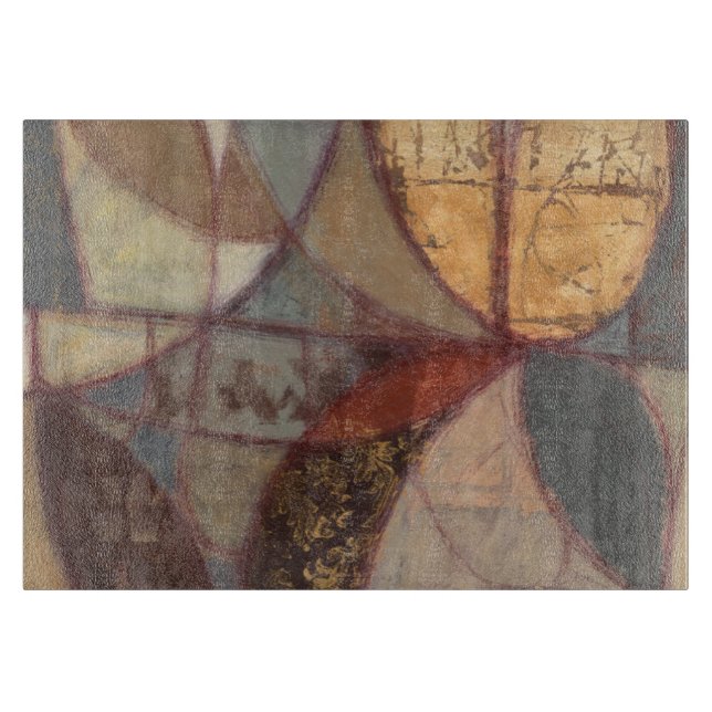 Abstract Floral Leaf Painting by Norman Wyatt Cutting Board (Front)