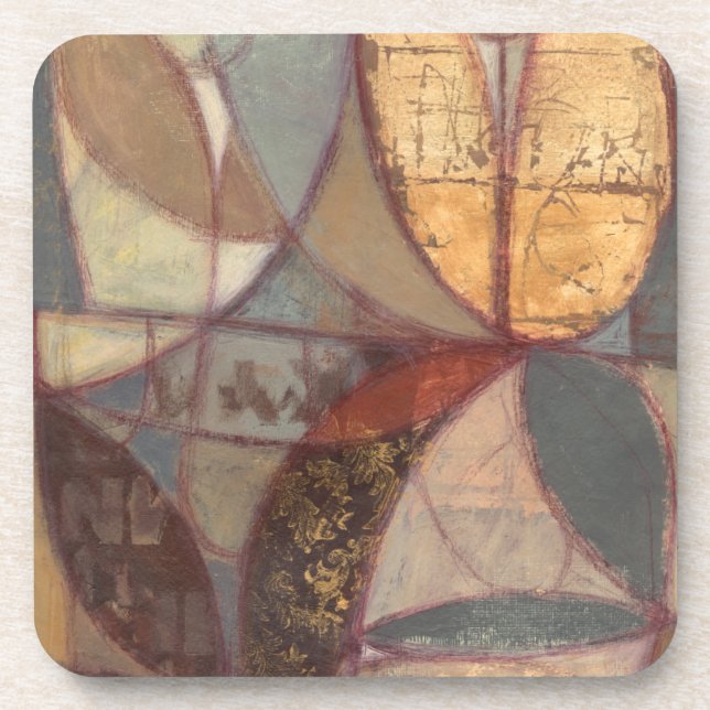 Abstract Floral Leaf Painting by Norman Wyatt Drink Coaster (Front)