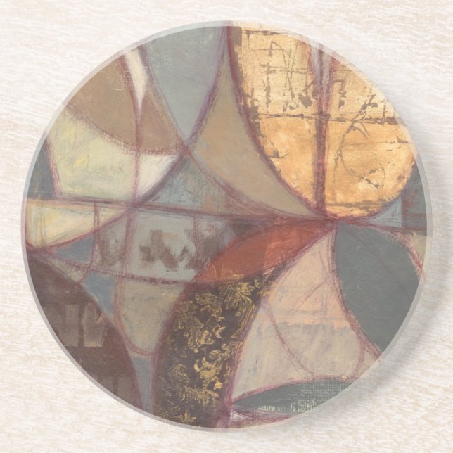 Abstract Floral Leaf Painting by Norman Wyatt Drink Coaster (Front)