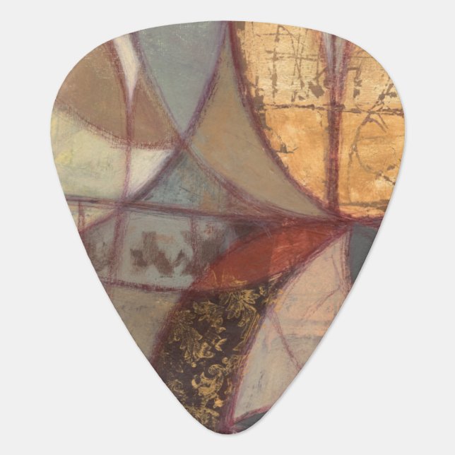 Abstract Floral Leaf Painting by Norman Wyatt Guitar Pick (Front)
