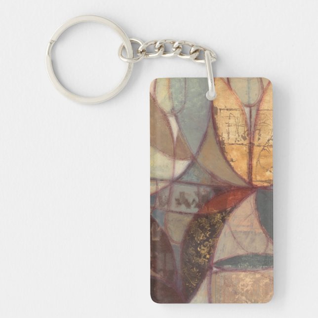 Abstract Floral Leaf Painting by Norman Wyatt Keychain (Front)