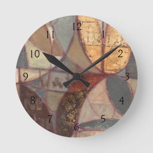 Abstract Floral Leaf Painting by Norman Wyatt Round Clock