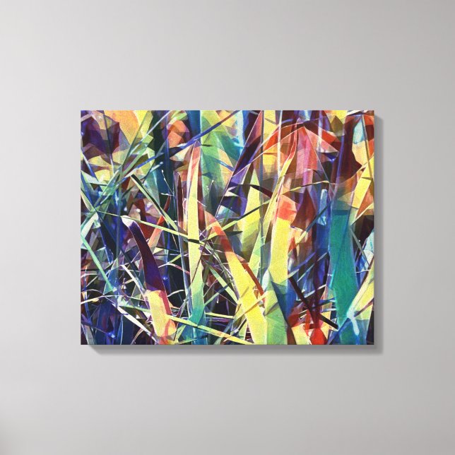 Abstract Floral Leaves Colorful Canvas Art Print (Front)