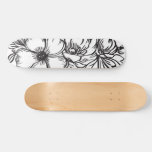 Abstract Floral Line Drawing Skateboard at Zazzle
