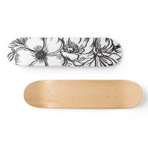 Abstract floral line drawing skateboard