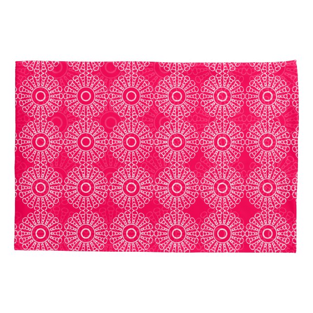 Abstract Floral Mandala Pattern Design red  Pillow Case (Back)