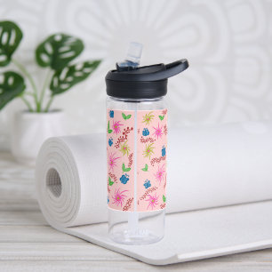 Abstract Floral Mandala Pattern Design red Water Bottle