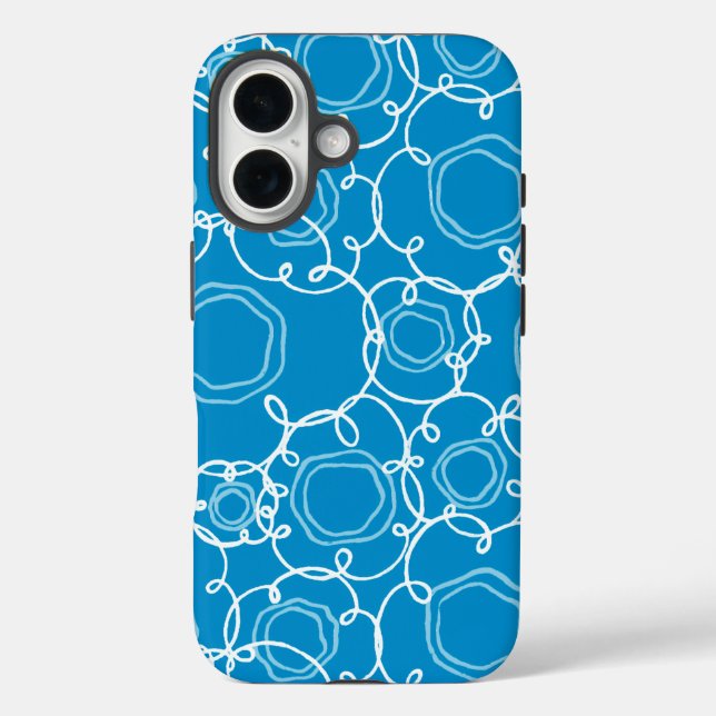 Abstract Floral Matrix (Blue) Fine Art Case-Mate iPhone Case (Back)