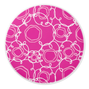 Abstract Floral Matrix (Hot Pink) Fine Art Ceramic Knob