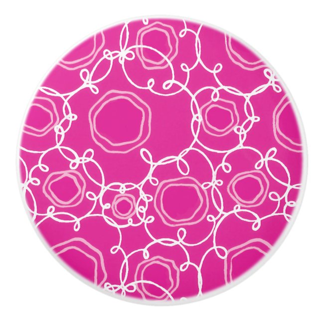Abstract Floral Matrix (Hot Pink) Fine Art Ceramic Knob (Front)