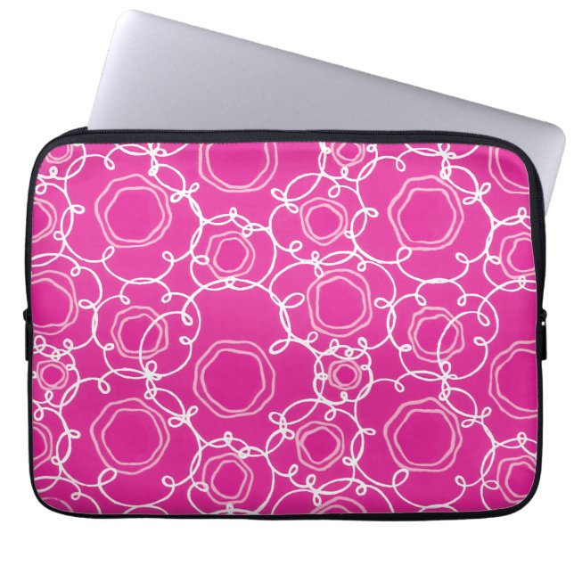Abstract Floral Matrix (Hot Pink) Fine Art Laptop Sleeve (Front)