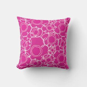 Abstract Floral Matrix (Hot Pink) Fine Art Throw Pillow