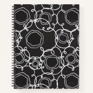 ABSTRACT FLORAL MATRIX IN BLACK NOTEBOOK