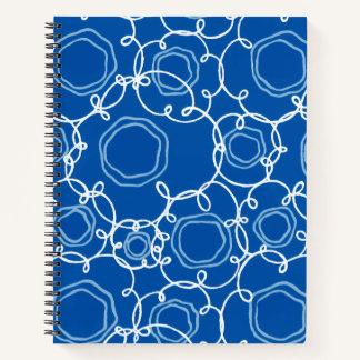 ABSTRACT FLORAL MATRIX IN ROYAL BLUE NOTEBOOK
