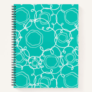 ABSTRACT FLORAL MATRIX IN TEAL NOTEBOOK