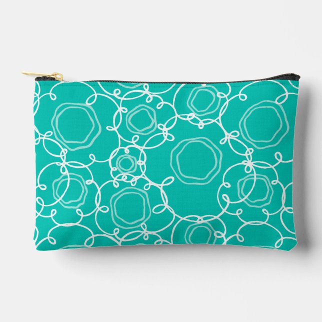 Abstract Floral Matrix (Teal) Fine Art Accessory Pouch (Front)