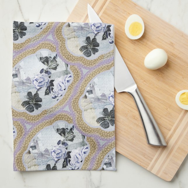 Abstract Floral Medallions Kitchen Towel (Quarter Fold)