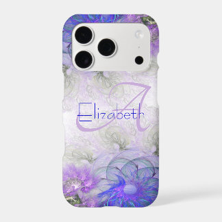 Abstract Floral Monogram Initial Blue Name iPhone 17 Pro Case