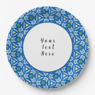 Abstract floral mosaic pattern with customize/pers paper plates