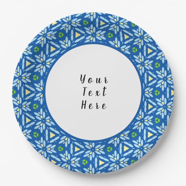 Abstract floral mosaic pattern with customize/pers paper plates (Front)