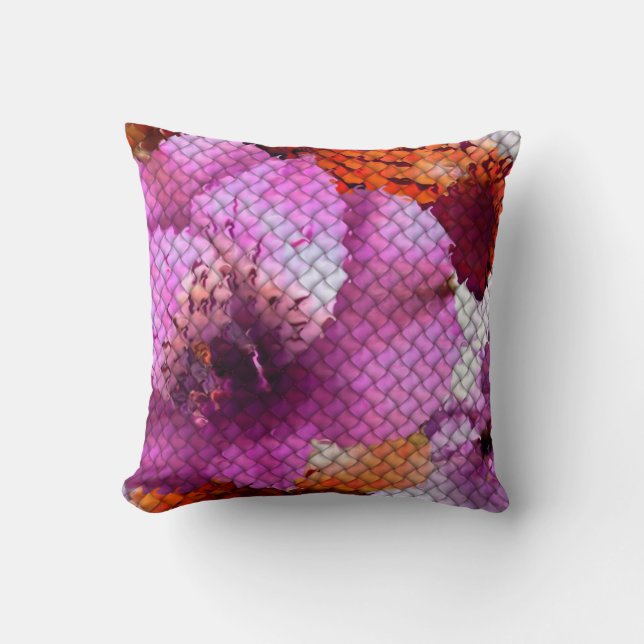 Abstract Floral Mosaic Throw Pillow (Front)