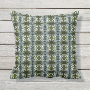 Abstract Floral Mossy Green Outdoor Throw Pillow