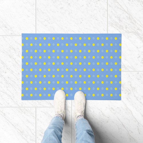 Abstract Floral of Yellow Gerberas on Baby Blue Doormat