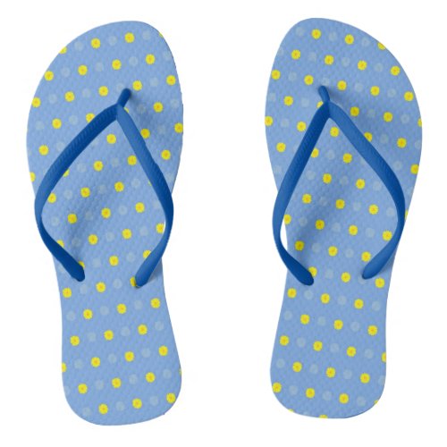 Abstract Floral of Yellow Gerberas on Baby Blue Flip Flops