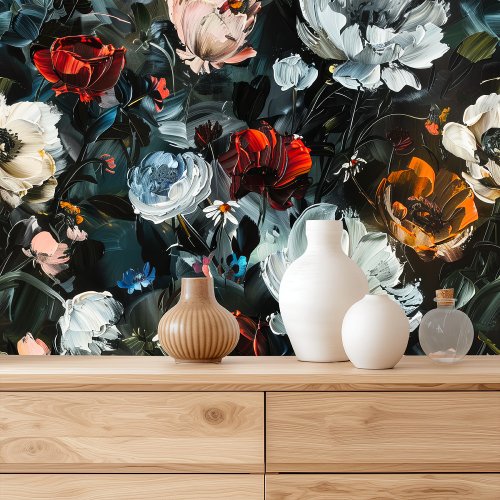 Abstract Floral Oil Paint Wallpaper