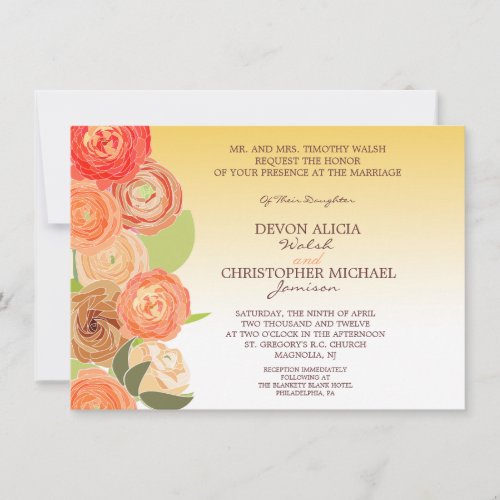 Abstract Floral Ombre Fall Wedding Invite