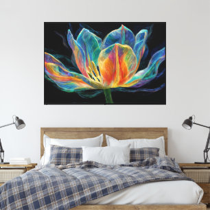 Abstract Floral Paintings – Modern Flower Canvas W Print